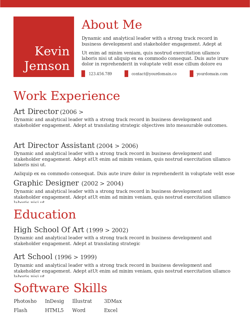 Creative in Red CV preview